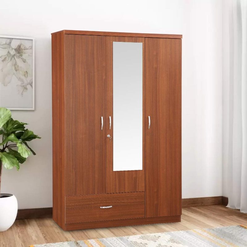 Bedroom Wardrobe with Three Door in Regato Walnut Color by Super Furniture