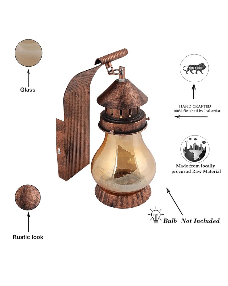 Homesake Wall Light Antique Home Decor Wall Lamp, Mandir Balcony Decoration Items Outdoor, Lanterns Home Decor Items for Living Room, Diwali Decoration Items for Home Decor (Pack of 1) - Image 9