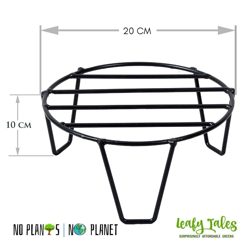 Leafy Tales Set of 7-Iron Indoor/Outdoor Flower Pot/Plant Stand for Home Garden Balcony Living Room Decor (Black-Set of 7) (Round Stand - 7) - Image 4
