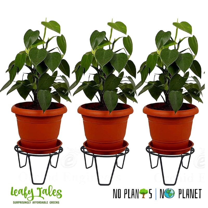 Leafy Tales Set of 7-Iron Indoor/Outdoor Flower Pot/Plant Stand for Home Garden Balcony Living Room Decor (Black-Set of 7) (Round Stand - 7) - Image 5